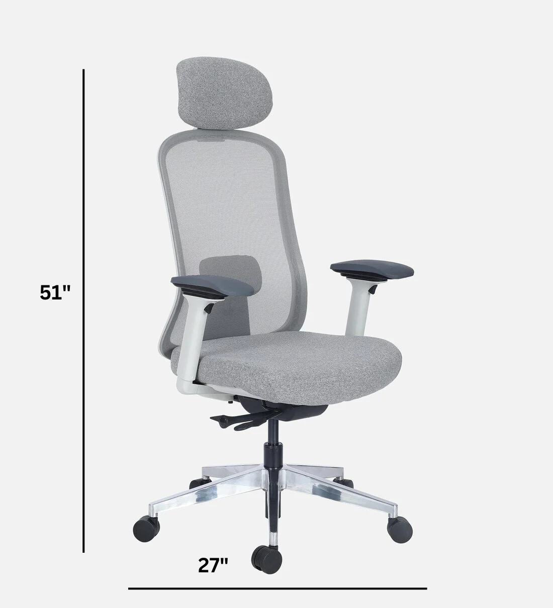 LumbarLux Aero Chair in White & Grey Colour