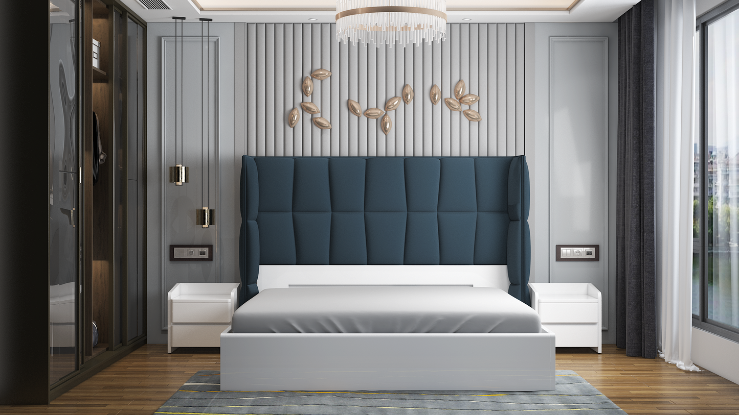 verisage luxury bed with white and blue colour combination