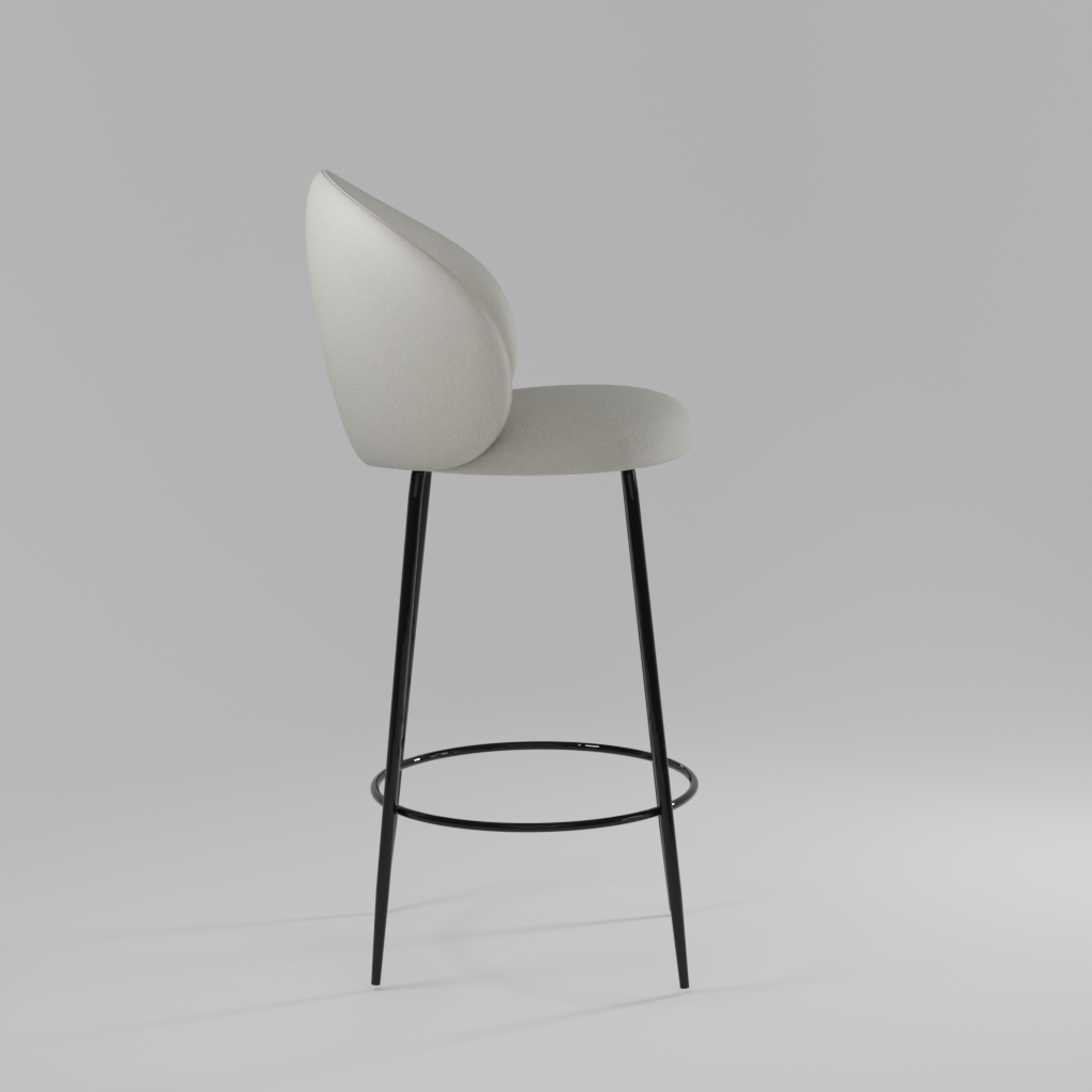Timber Top Perch Velvet Bar Chair In Beige Colour