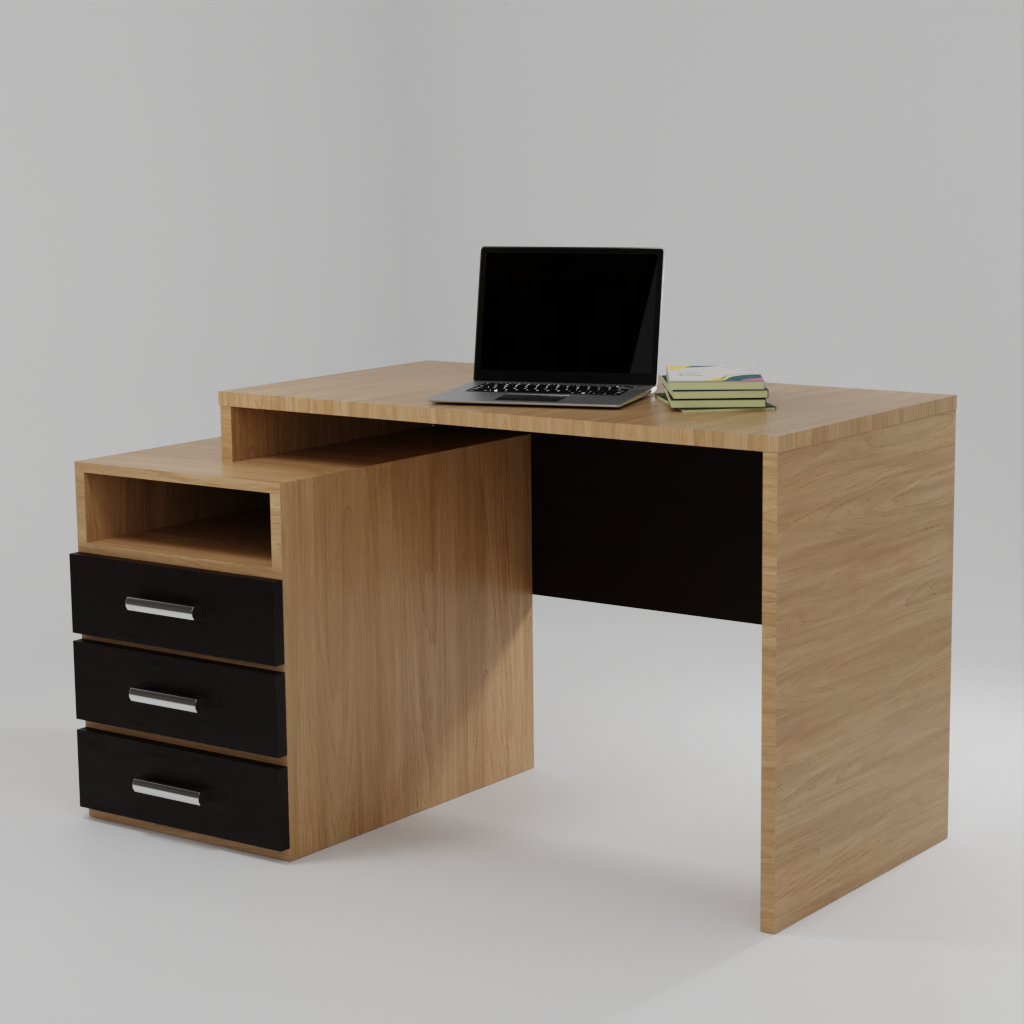 Augustine Dual Tone Engineered Wood Study Table Walnut Brown Finish