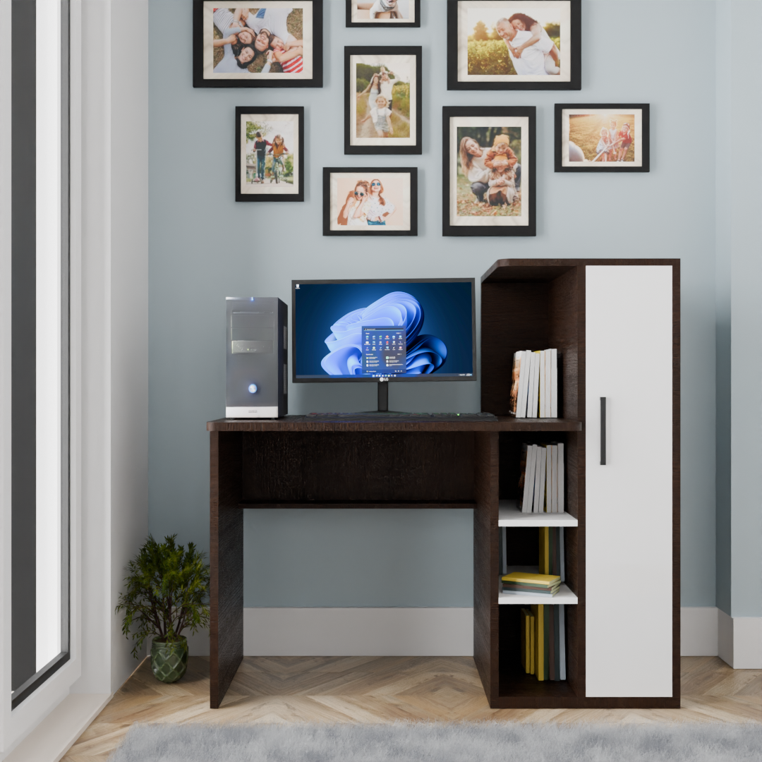 Wakefit N Study Table In Dark wood & Teak Colour