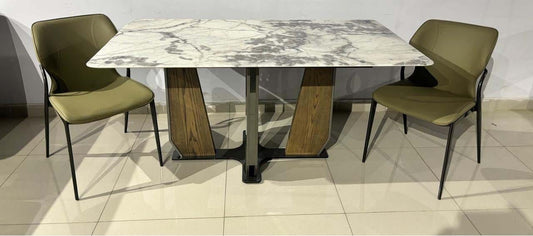 Natura Dining Table with Premium Wooden Base & Modern Design Chairs