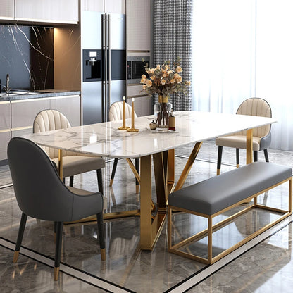 Light luxury marble dining table Nordic ins dining table chair combination rectangular household dining table