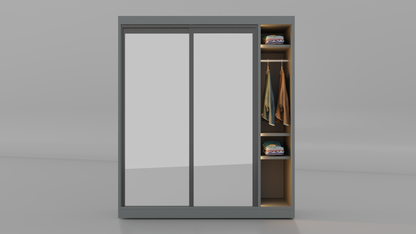 Alaska double slide mirror almirah with six drawer