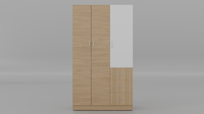 sarmen 3 door almirah with 3 drawer storage space