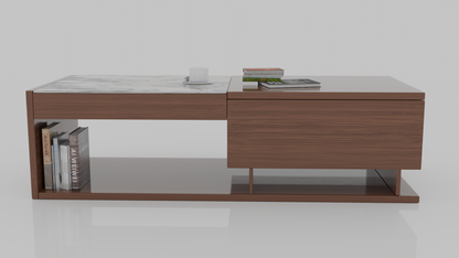 WOODEN RECTANGULAR Centre TABLE WITH MARBLE TOP