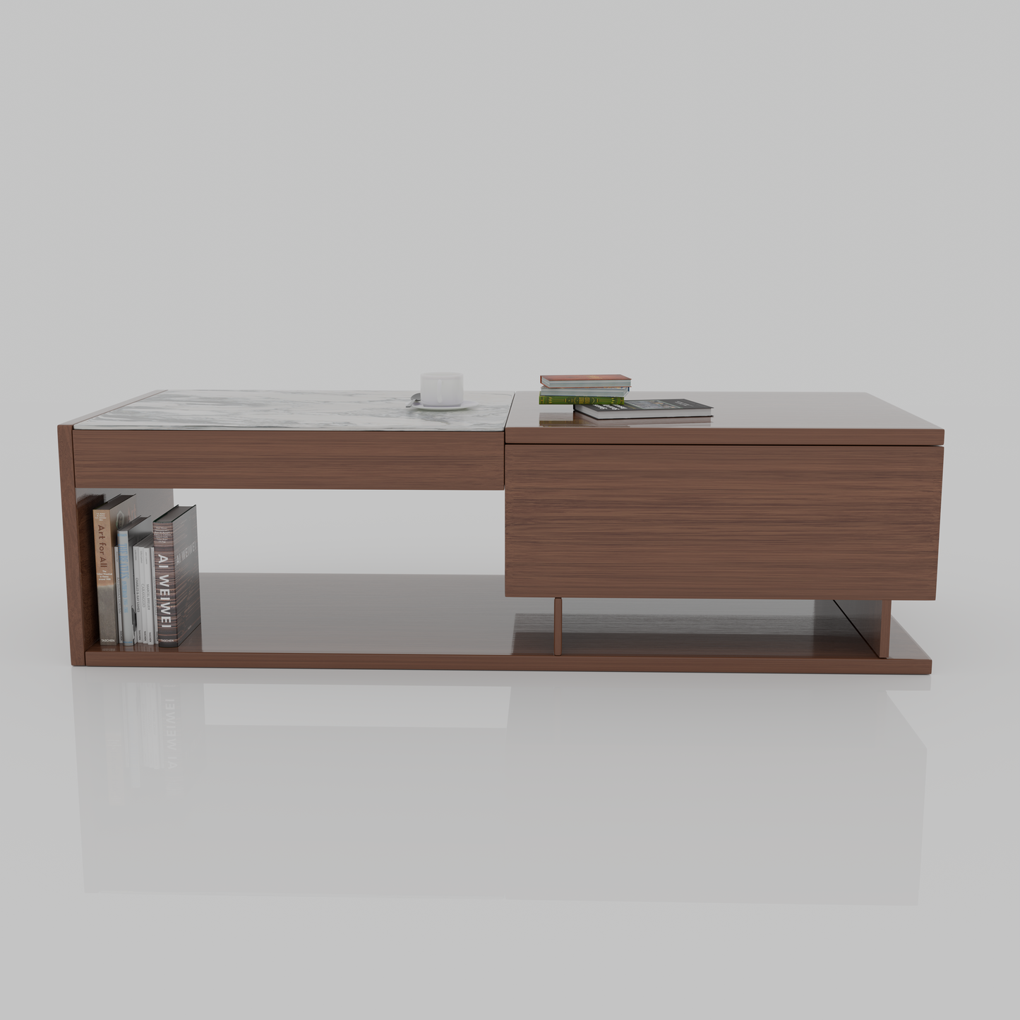WOODEN RECTANGULAR Centre TABLE WITH MARBLE TOP