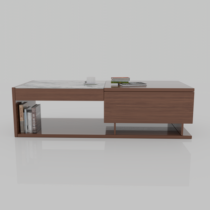WOODEN RECTANGULAR Centre TABLE WITH MARBLE TOP