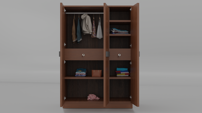 Chiron 3 Door Wooden Almirah – Stylish Triple Door Storage for Modern Homes