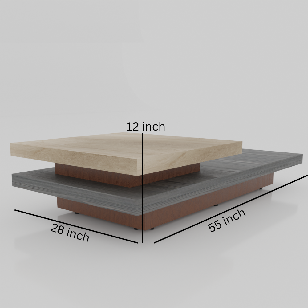 HENDRIK CREAM MARBLE TOP WITH GREY & BROWN WOOD FRAMING