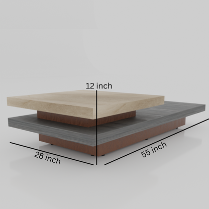 HENDRIK CREAM MARBLE TOP WITH GREY & BROWN WOOD FRAMING