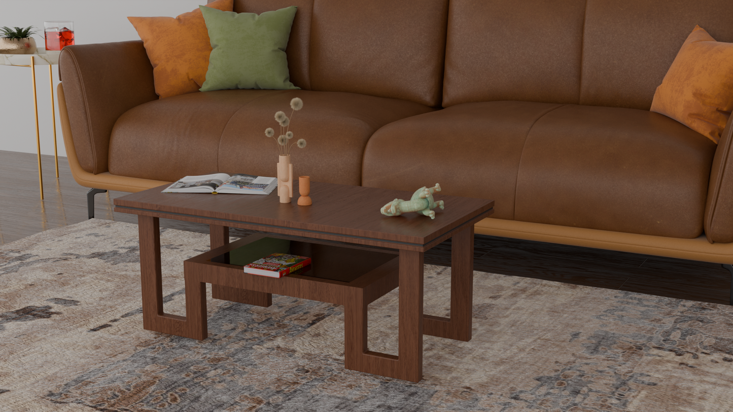 HAWQ JAPANESS COFFEE TABLE WITH WALNUT FINISHING