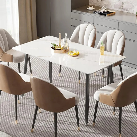 Dinner Table for Dining Room Dining Table With Marble Sintered Stone Table Top and Metal Legs Free Shipping Furniture Home