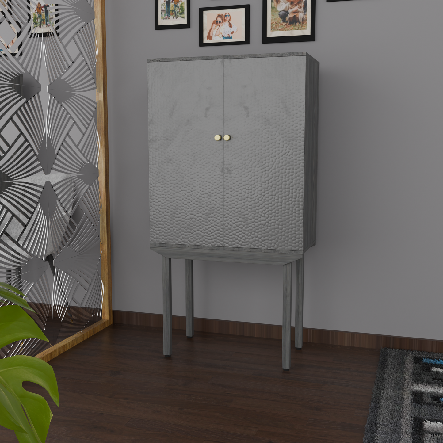 HAMMERED DESIGN BAR CABINET