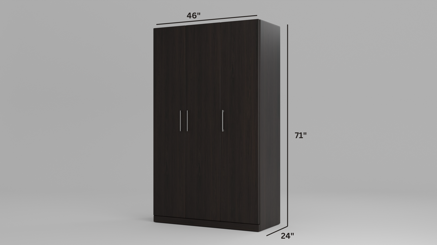 Celestial Closet three door dark wood finish