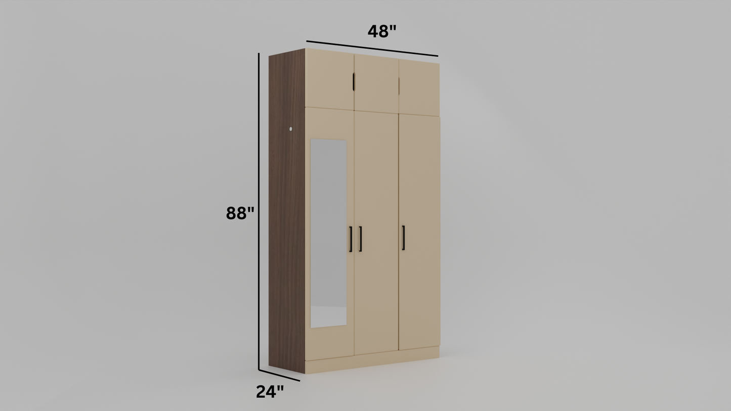 Nebula Nook three door  particle wood fnish with mirror