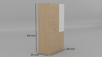 sarmen 3 door almirah with 3 drawer storage space