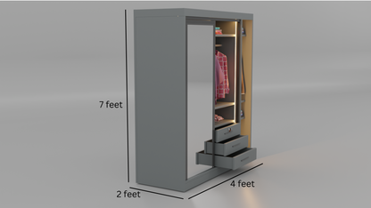 Alaska double slide mirror almirah with six drawer