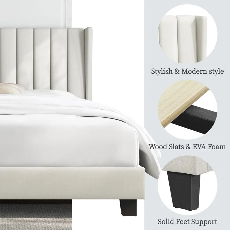 Ardas Interior Luxe Comfort Upholstered  Bed - Fully Customizable with Premium Fabric and High-Quality Framing”