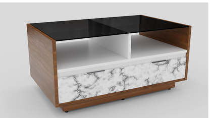 COFFEE TABLE WITH BLACK GLASS TOP