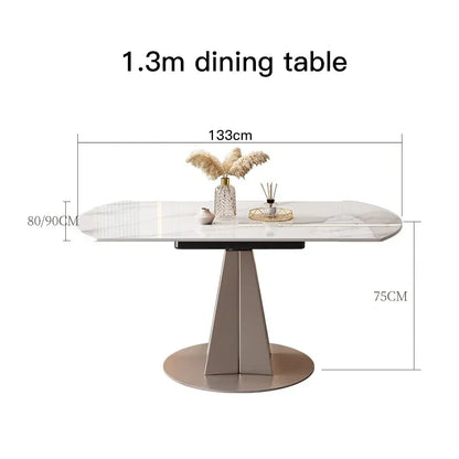 Extendable 6 Seater Dining Table For High-end Restaurant Custom Home Furniture Marble Stone Round Kitchen Table With Turntable