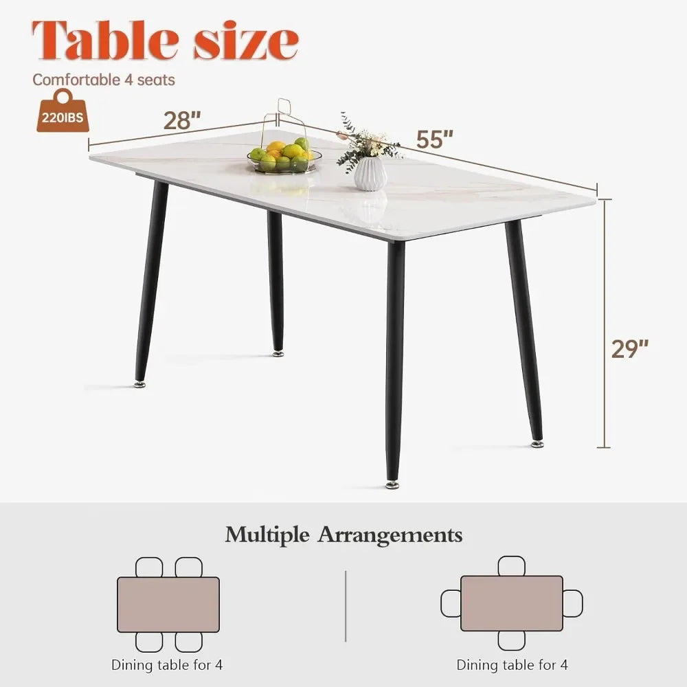 Dinner Table for Dining Room Dining Table With Marble Sintered Stone Table Top and Metal Legs Free Shipping Furniture Home