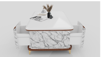 MARBLE TOP FINISHING COFFEE TABLE WITH WOODEN AND WHITE COLOUR