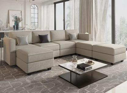 Modular Sectional Sofa with Storage Seat  U Shaped Couch with Reversible Chaise Sofa Set with Ottoman Velvet