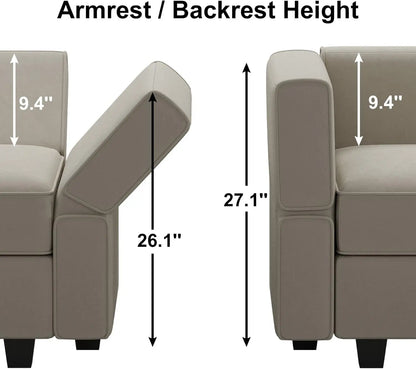 Modular Sectional Sofa with Storage Seat  U Shaped Couch with Reversible Chaise Sofa Set with Ottoman Velvet