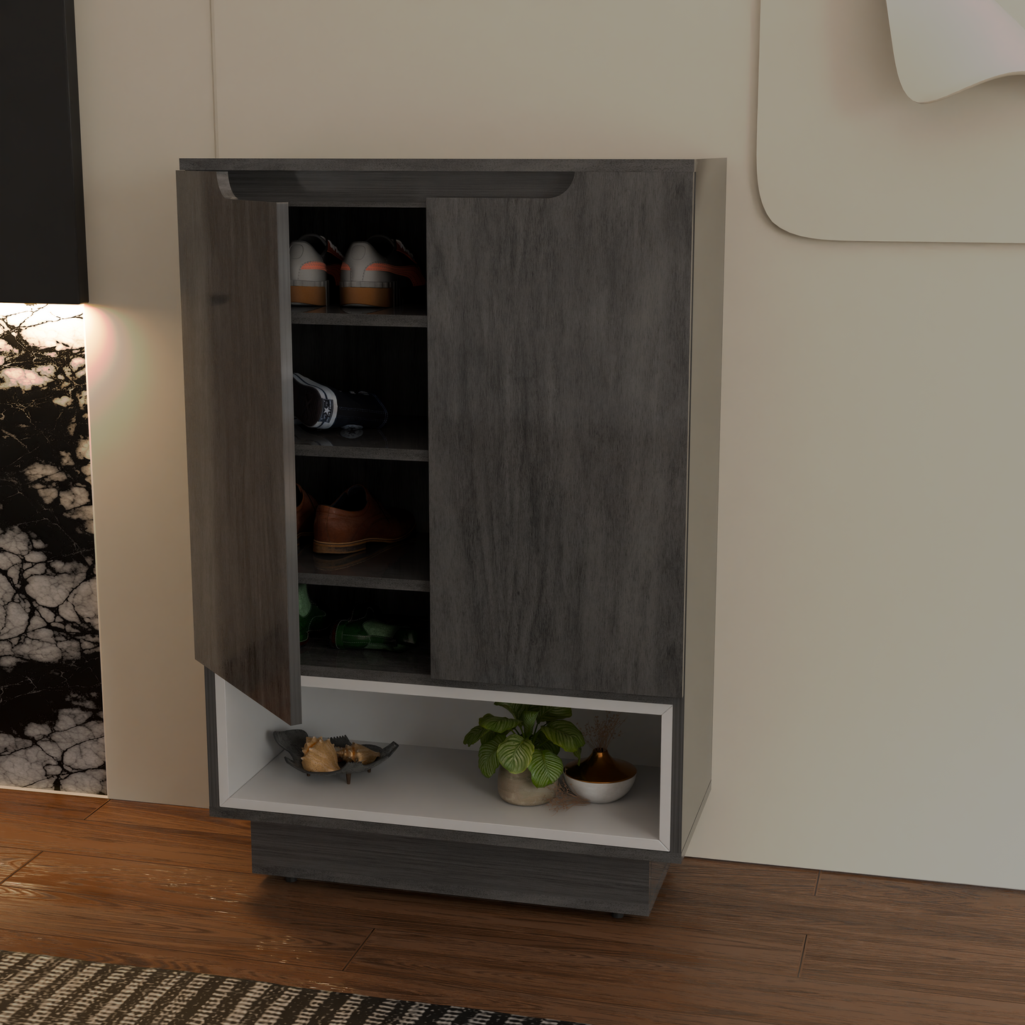 ANTOLINE SOLE REPRETIA GREY WOOD SHOE RACK