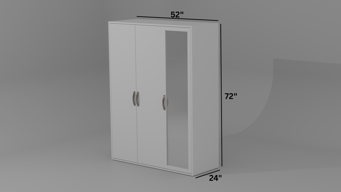 The Nexus Three door wardrobe in white color