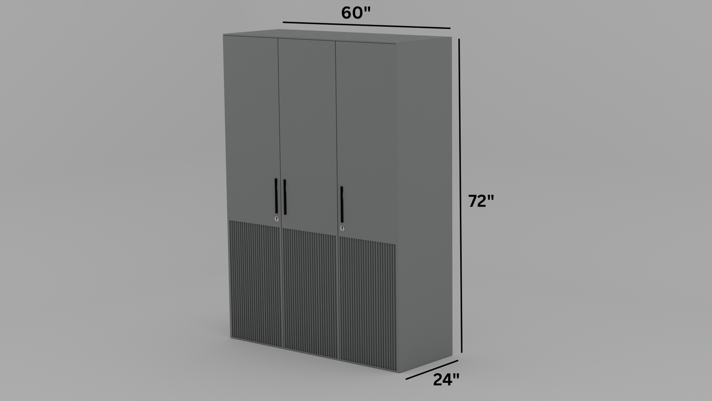 Nook 3 door almirah in grey color