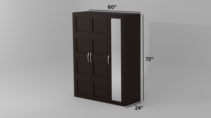 The Flux Three door Almirah wood finish