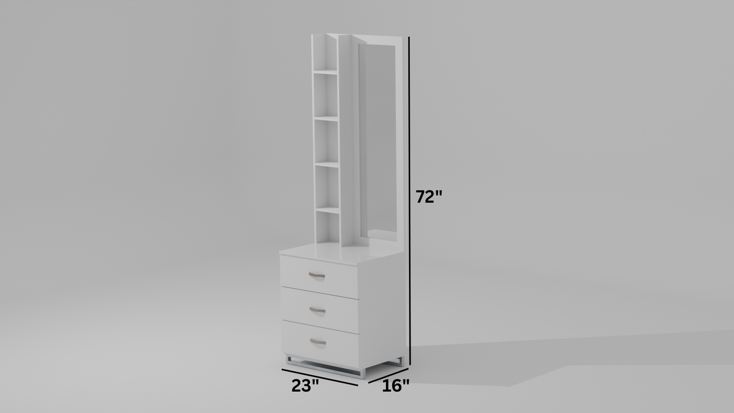 The Serene Reflection Dressing Table in a white color finish