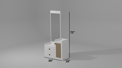 The Architectural Dresser Dressing Table with a wood finish