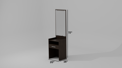 The Floral Inlay Vanity Dressing Table in a wood finish