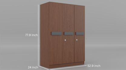 Chiron 3 Door Wooden Almirah – Stylish Triple Door Storage for Modern Homes