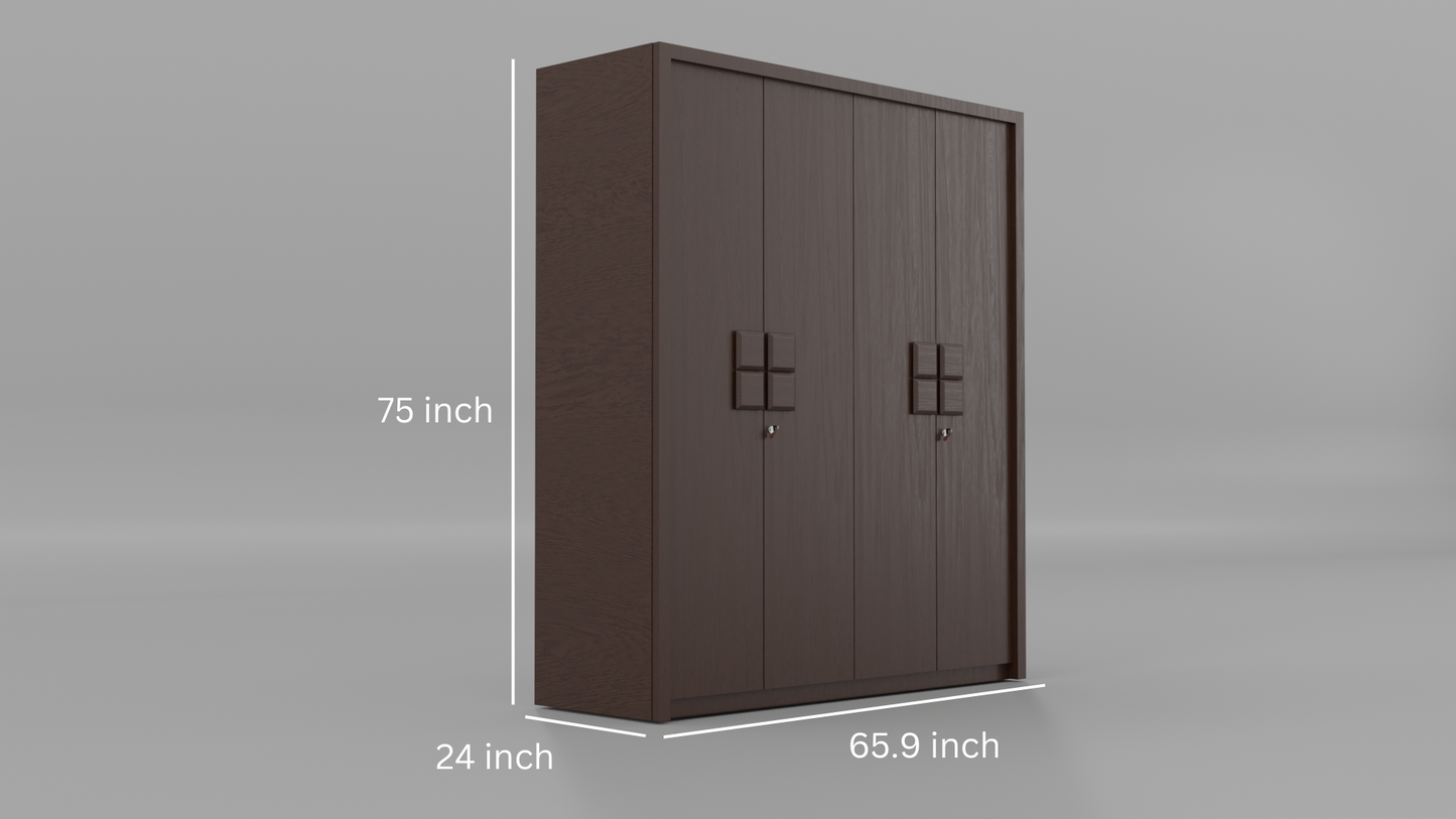 choco dark wooden almirah with four door&nbsp;