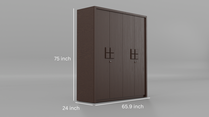 choco dark wooden almirah with four door&nbsp;