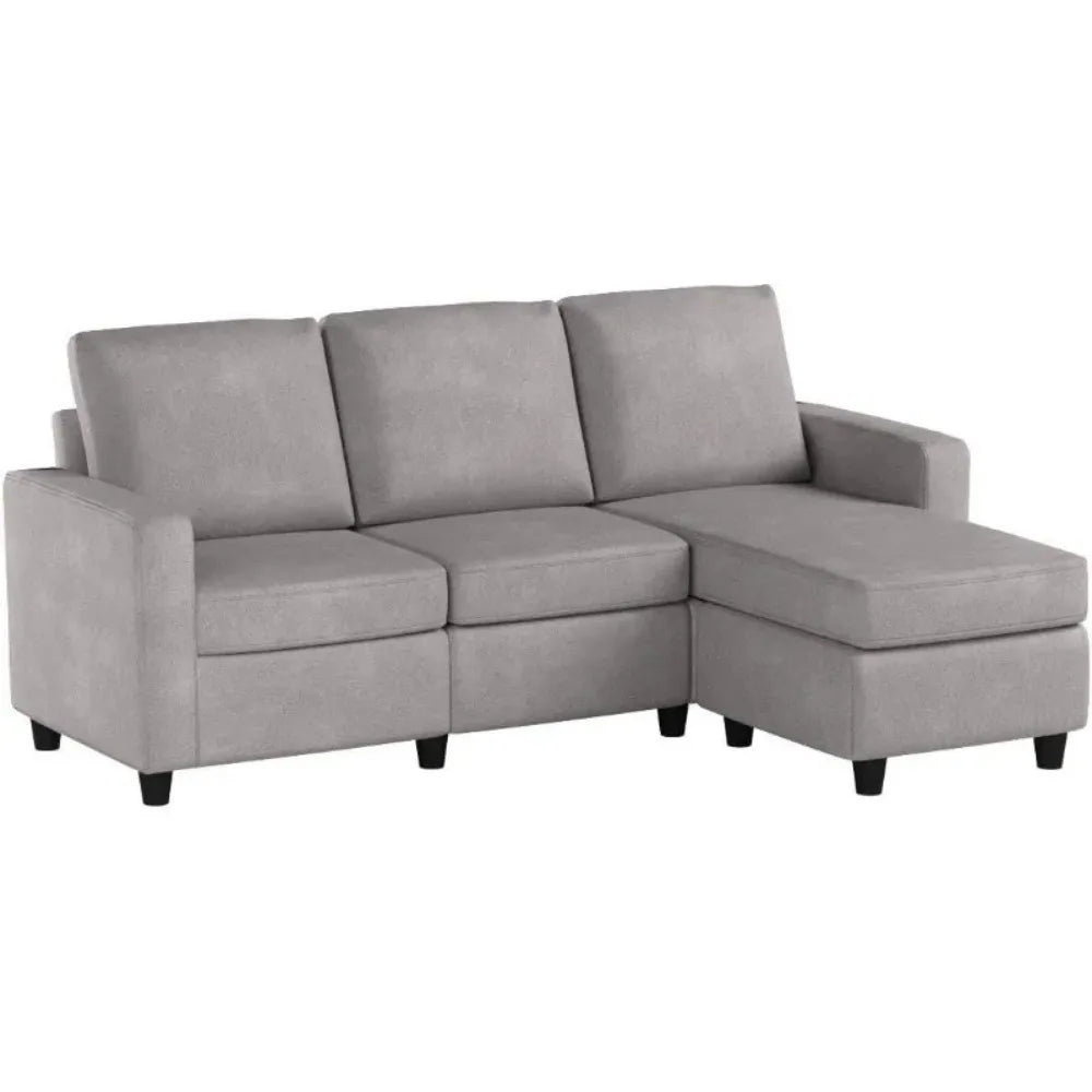 Convertible Sectional Sofa, L Shaped Couch with Linen Fabric, Reversible Couch for Small Space