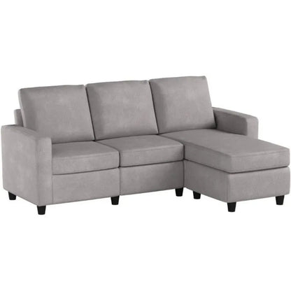 Convertible Sectional Sofa, L Shaped Couch with Linen Fabric, Reversible Couch for Small Space