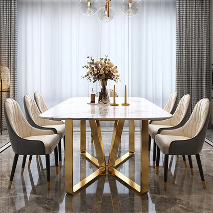 Light luxury marble dining table Nordic ins dining table chair combination rectangular household dining table