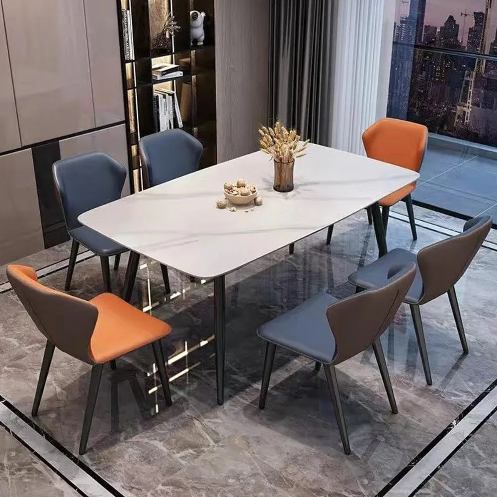 Rectangular dining table, 47" dining table for 4 people, marble sintered stone top, sturdy metal legs kitchen table (table only)