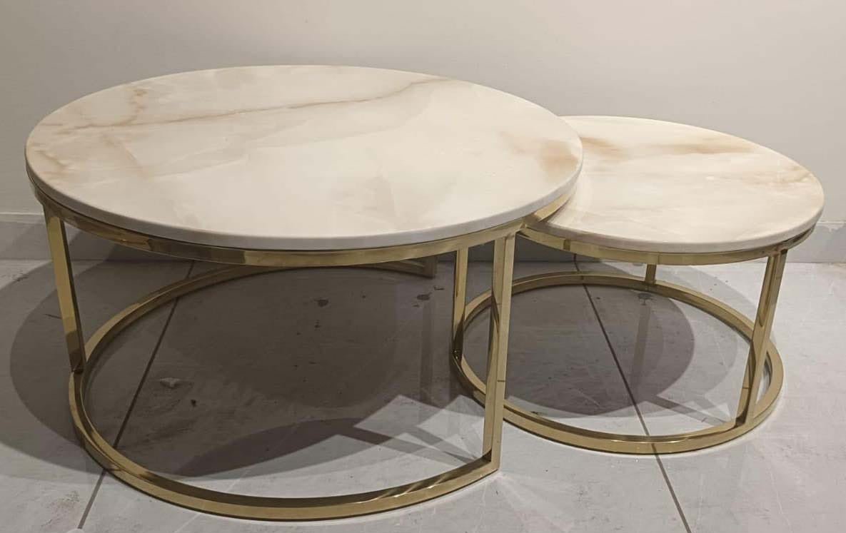 Astra Luxe Premium Marble Center Table with Golden Frame