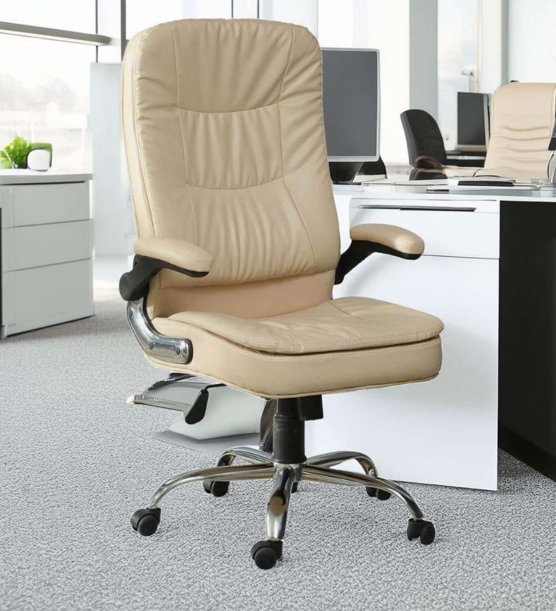 feasta cream leather office chair