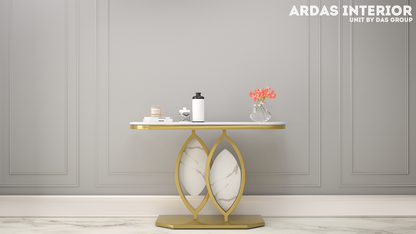 LOTUS GOLDEN CONSOLE WITH WHITE MARBLE