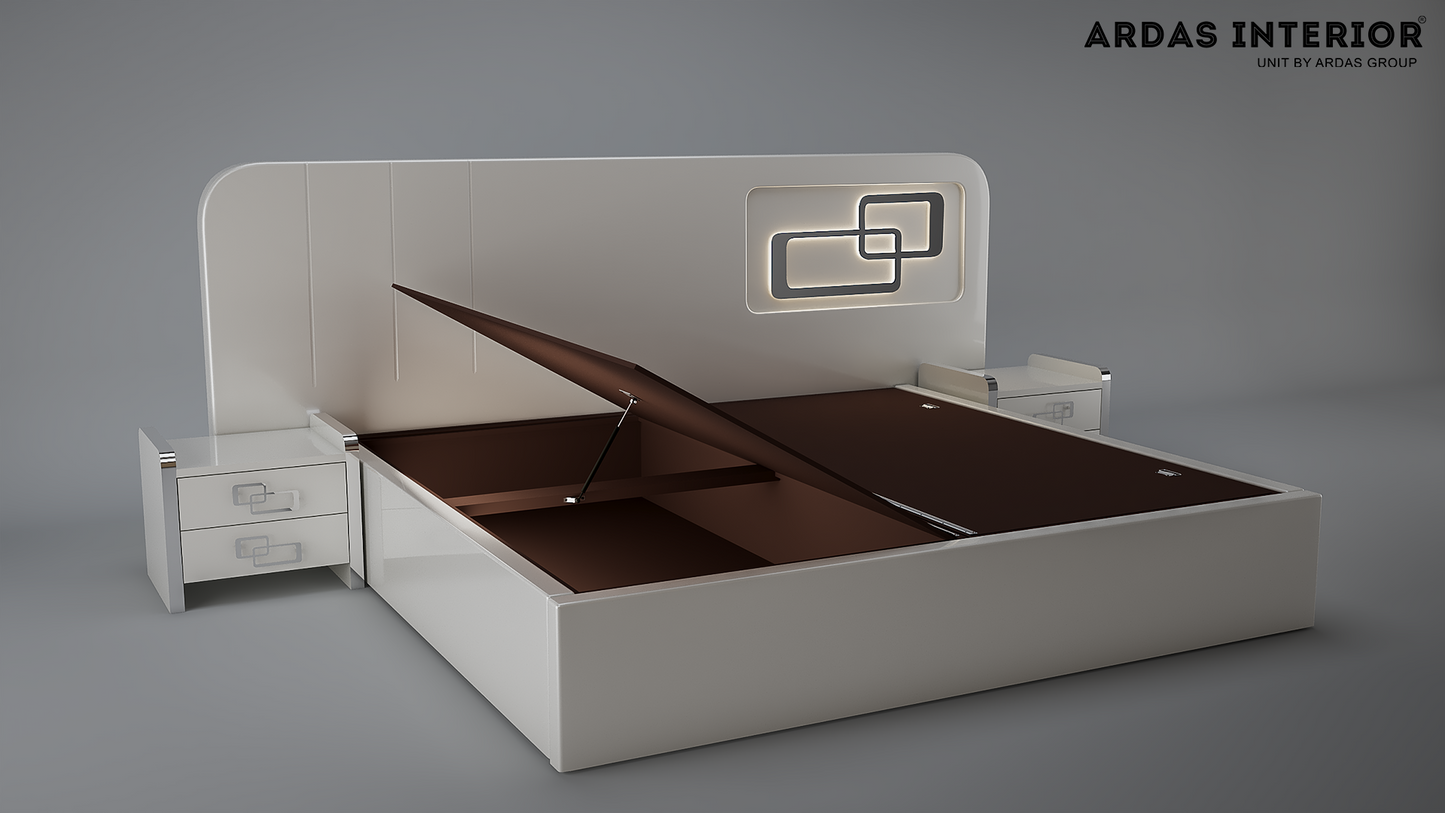 Ardas Interior QSS Bed, Hydraulic, Drawer Bed (Finish Color - white)