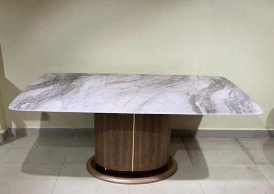 “Monarch Luxe Dining Table with Premium Marble Top and Elegant Design”