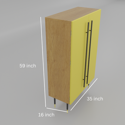 CRYSTEC GOLD FINISH WITH WOOD BAR CABINET