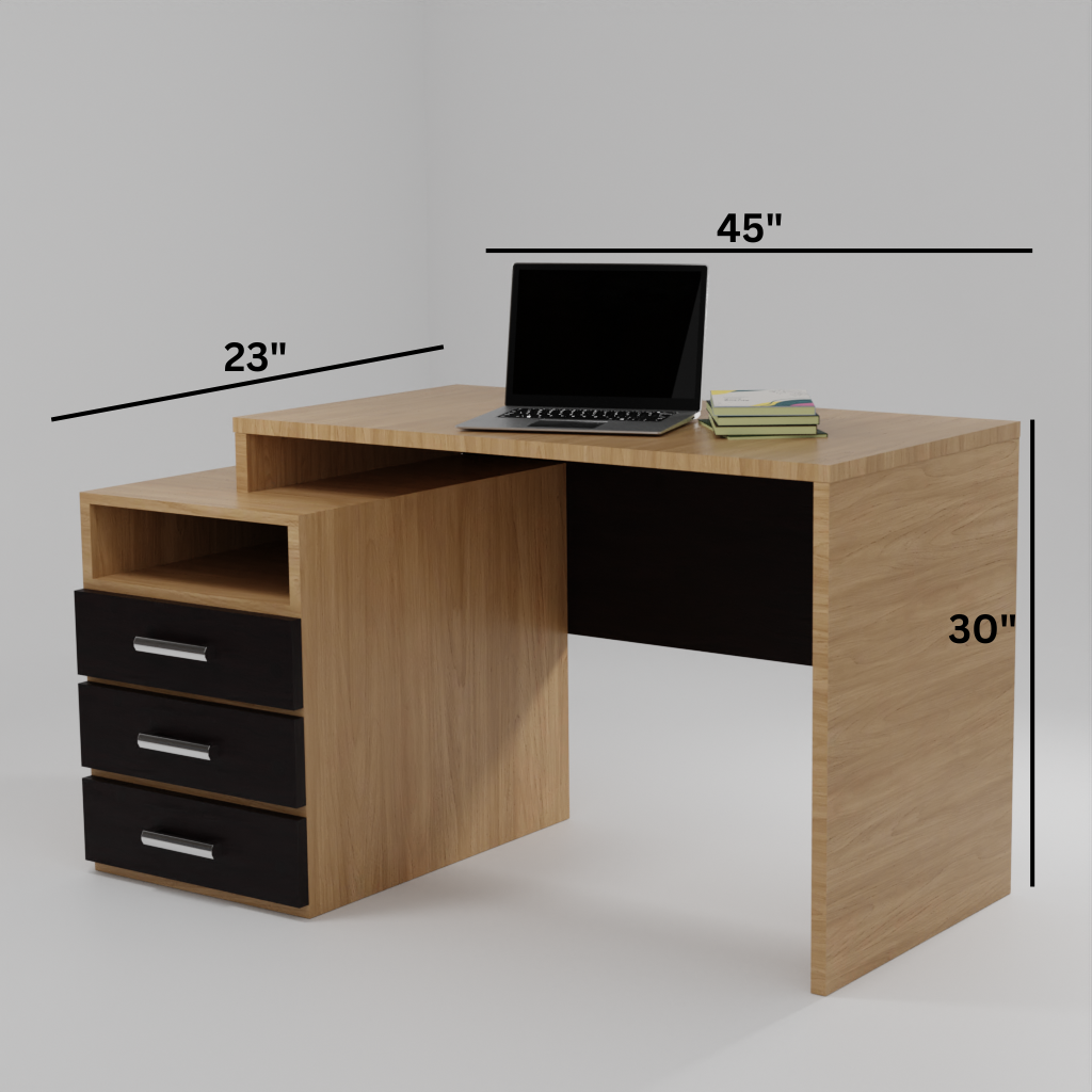 Augustine Dual Tone Engineered Wood Study Table Walnut Brown Finish